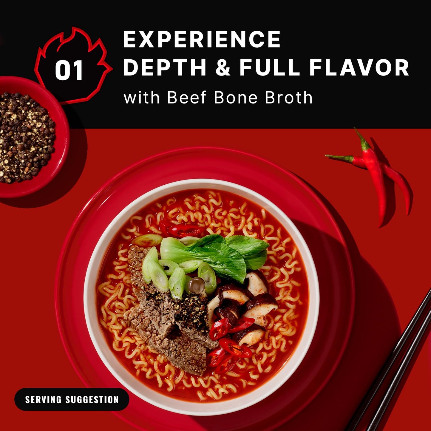 Mep Black Pepper And Beef Flavor, Instant Korean Ramen Noodles, Spicy Ramyeon Noodle Soup [3.88 Oz (110G) X 4 Bags]