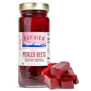 Bay View Sweet Pickled Beets, Hand-Packed in a Blend of VInegar and Natural Sugar, Bold, Tangy, Sweet, Perfect for Salads, Sandw