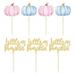 Gyufise 24Pcs Little Pumpkin Cupcake Toppers Blue Pink Pumpkin Cake Toppers Gender Reveal Cake Decorations For Thanksgiving Birt