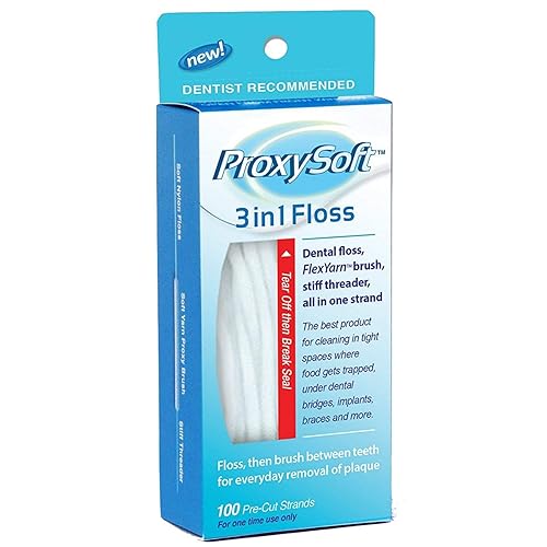 Proxysoft 3-In-1 Dental Floss For Optimal Teeth Flossing- 1 Pack Pre-Cut Ortho Floss Threaders For Braces, Tight Spaces, Bridges