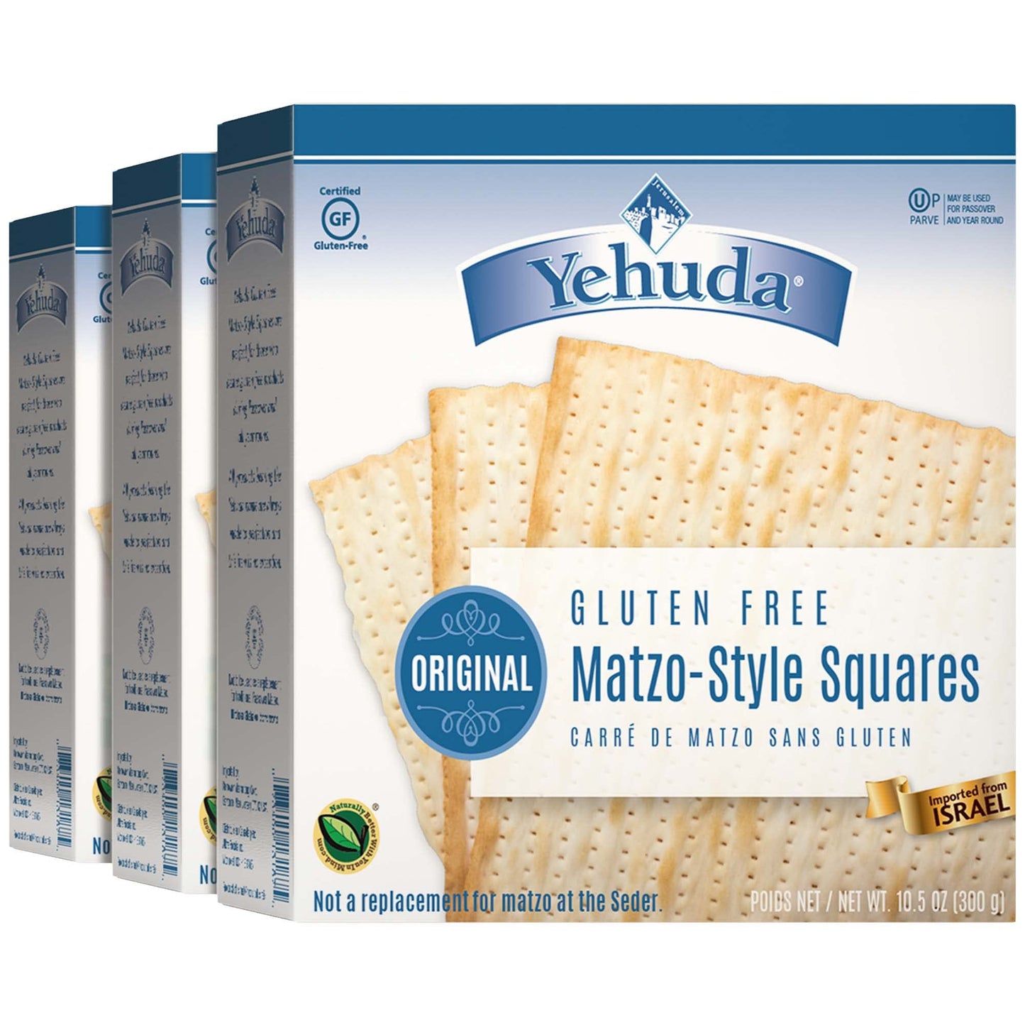 Yehuda Matzo Squares Gluten Free 10.5 oz (12 Pack) Delicious Tasting Crispy Matzo Style Crackers