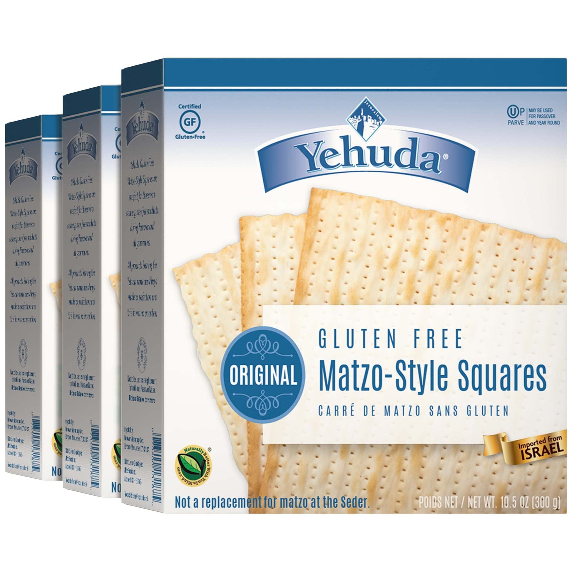 Yehuda Matzo Squares Gluten Free 10.5 oz (12 Pack) Delicious Tasting Crispy Matzo Style Crackers