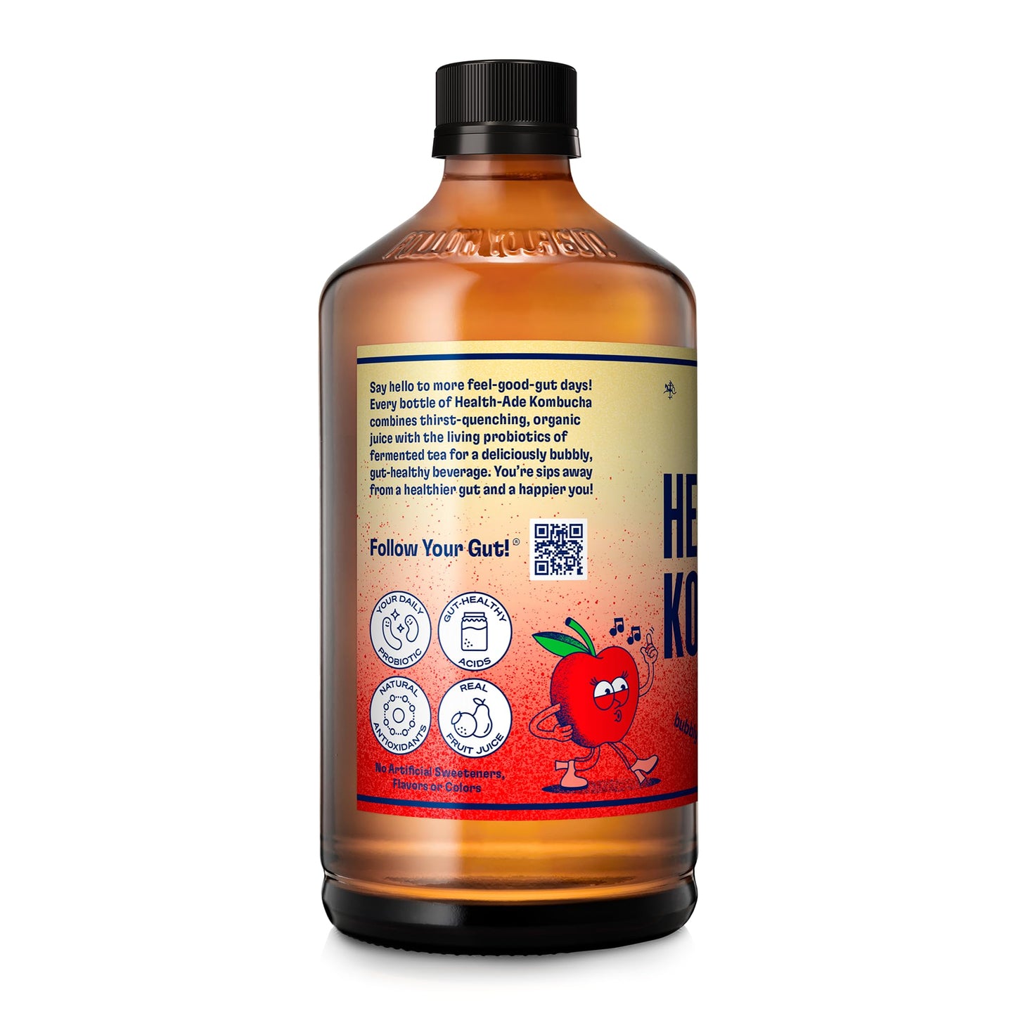 Health-Ade Kombucha Tea, Organic Fermented Drink, Probiotics, 12 Pack of 16 Fl Oz Bottles, Pink Lady Apple, Non-GMO, Vegan, Gluten Free