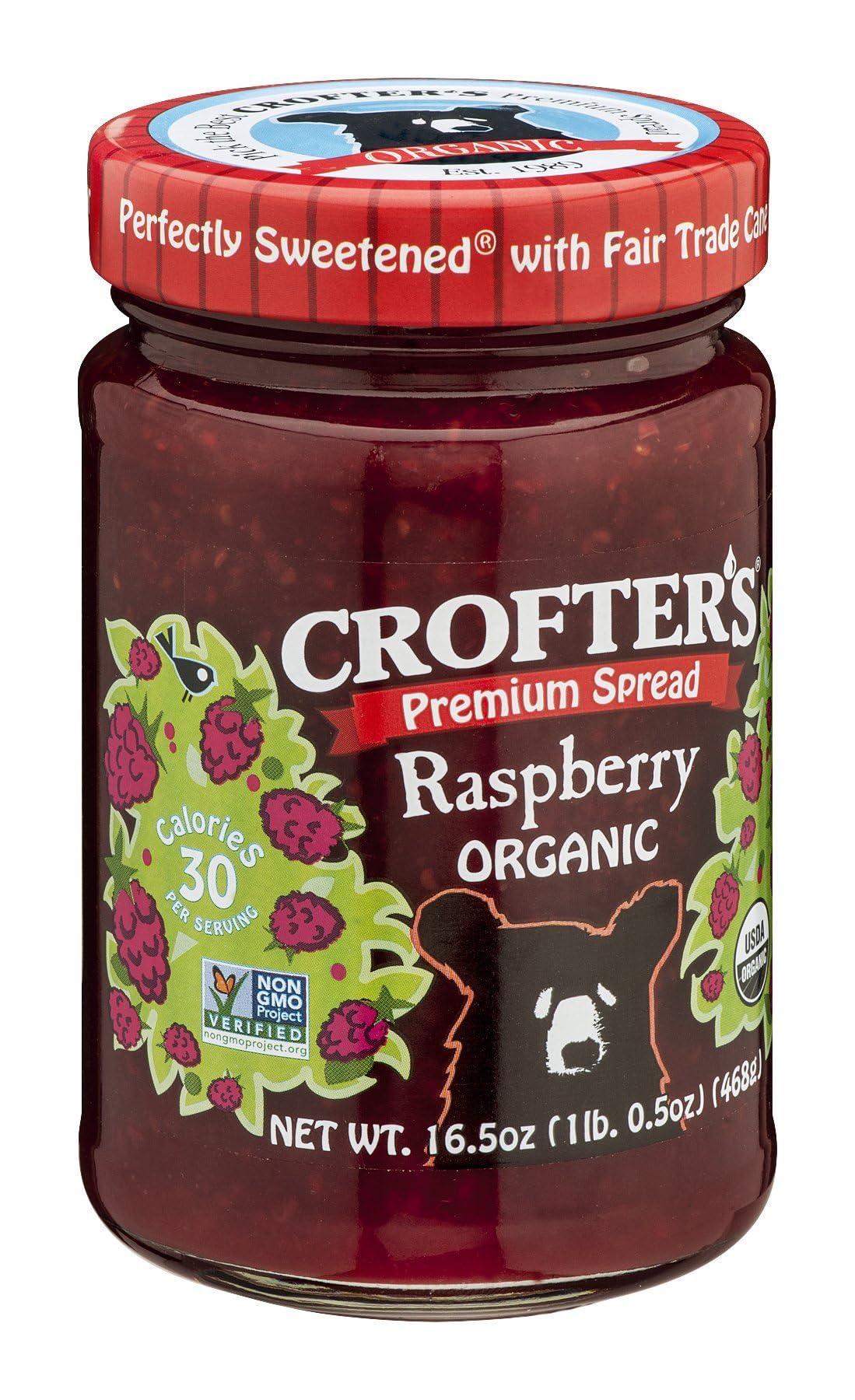 Crofters Fruit Spread - Organic - Premium - Raspberry - 16.5 Oz - Case Of 6