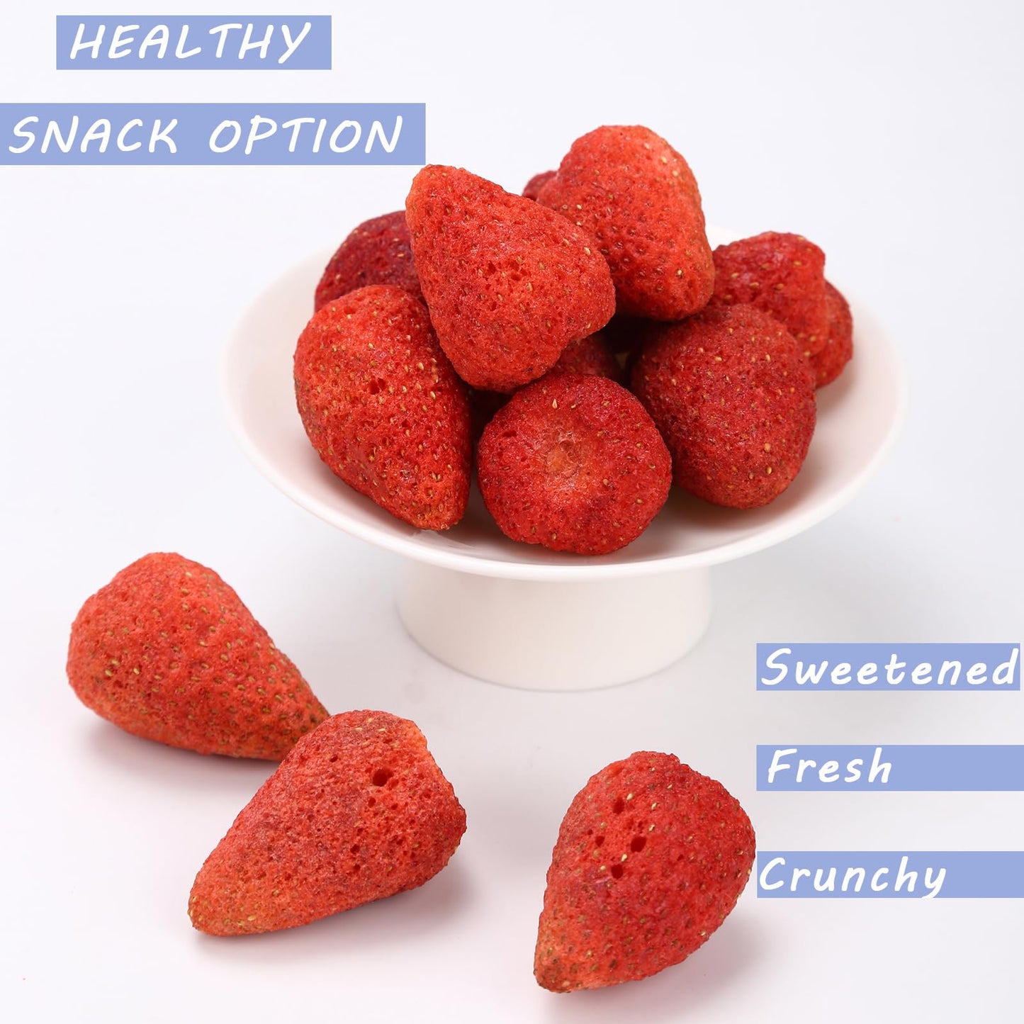 WZQLAOYS Freeze Dried Whole Strawberries, Dehydrated Fruit Snacks, 7.76oz, No Added Sugar, Red