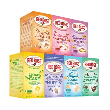 Red Rose Dessert Tea Variety Pack, Caffeine-Free Herbal Tea, 126 Tea Bags, Zero Sugar, 18 Count (Pack of 7)