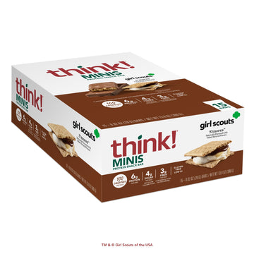 Think! Minis Protein Snack Bar, Gluten Free, Girl Scouts S'Mores, 15 Count