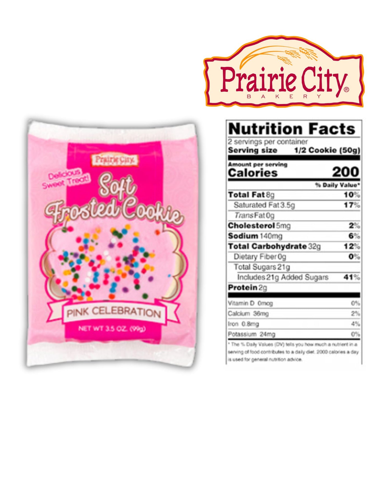 Prairie City Bakery Gourmet Pink Soft Frosted Cookies, Super Sized Down Home Cookie, Individually Wrapped Fresh, Great For Party