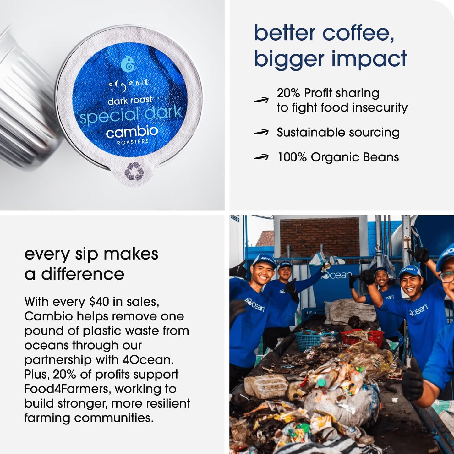 Cambio Roasters enhanced Dark Roast Keurig Organic Coffee K Cups  Only Aluminum Keurig Coffee Pods with Organic Beans  More Flavor & Longer Lasting Freshness  Bold & Smooth Dark Roast Pods  60 count