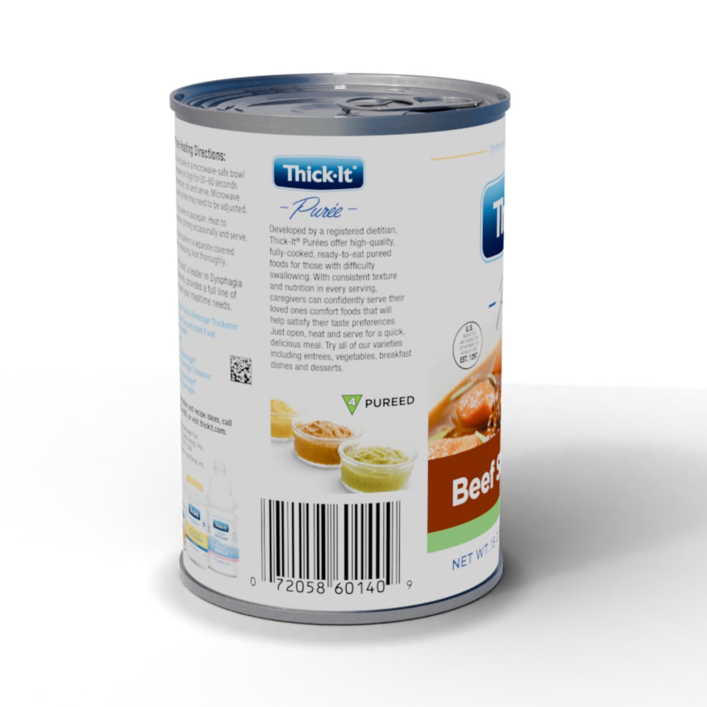 Thick-It Pureed Beef Stew (IDDSI)  Made with Real Beef & Vegetables  Savory Flavor  Digestible Swallowing Aid  Simple-to-Use  15 oz Can (12 Pack)