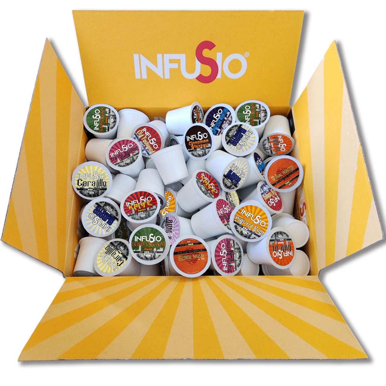 InfuSio Flavored Coffee Pods Variety Pack - 120 Count Flavored Medium Roast  12 Curated Blends Inspired by Classic Cocktails  Compatible with Keurig K cups 2.0 Brewer
