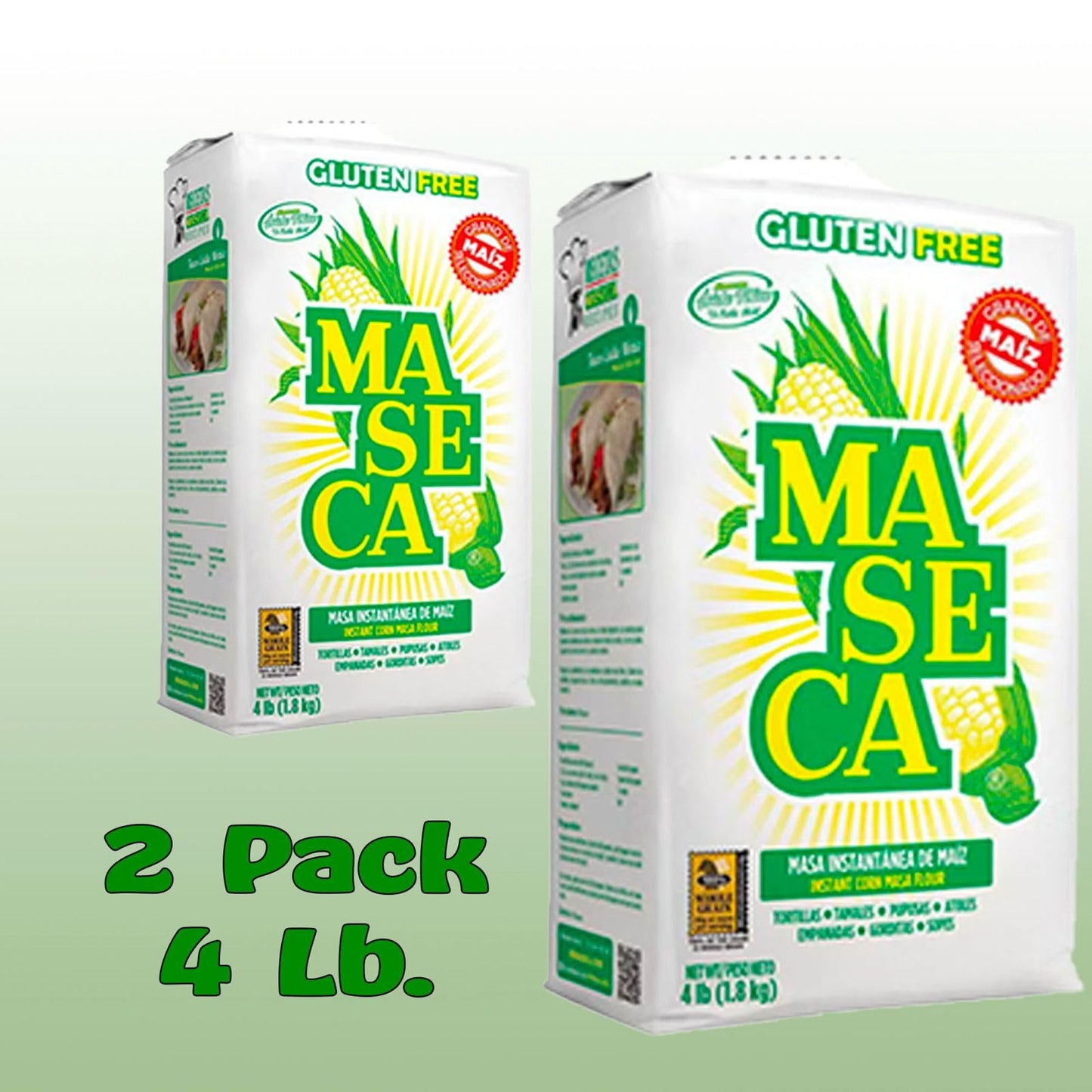 Maseca Traditional Instant Corn Masa Flour Gluten Free 4 Lbs Bag 2 Pack
