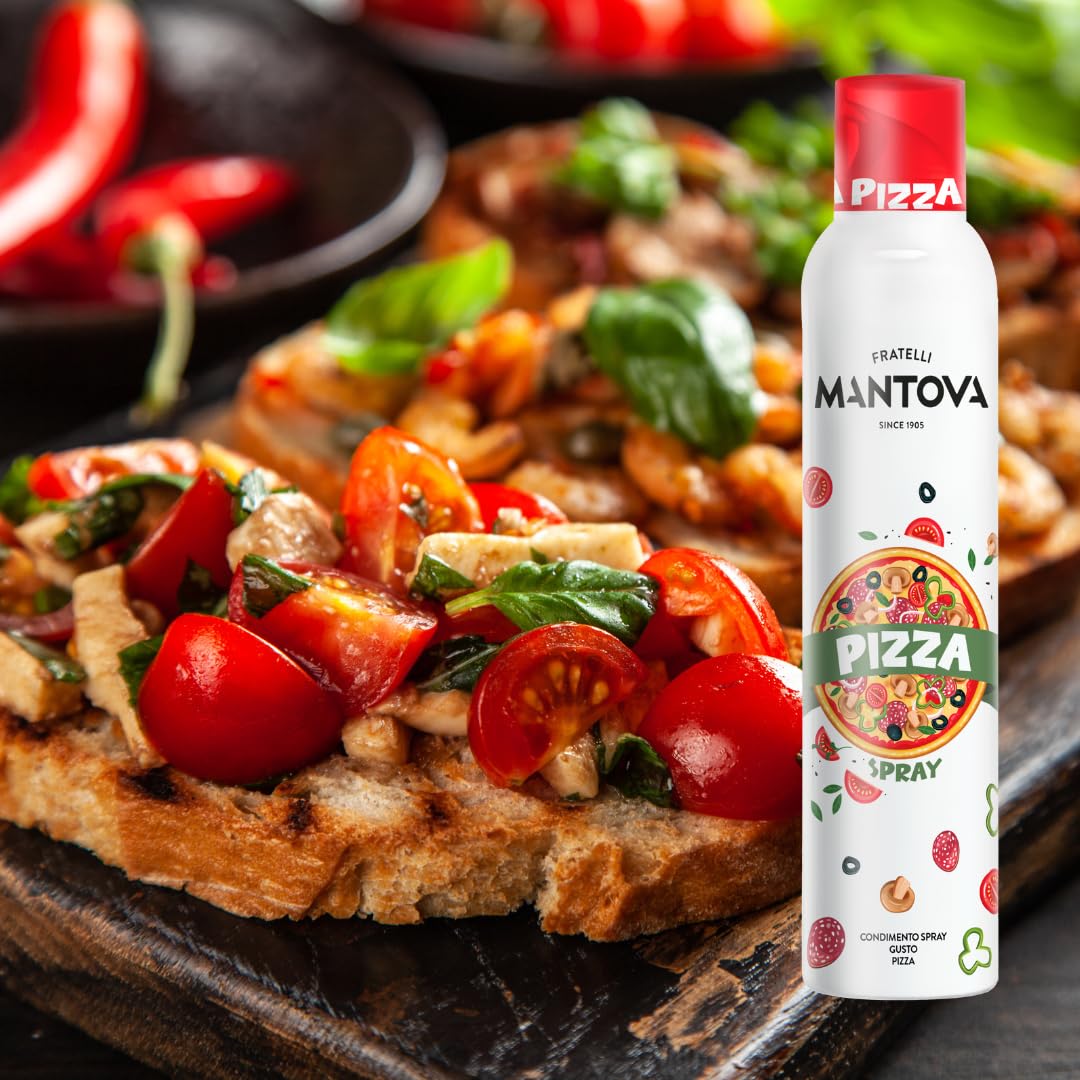 Mantova Pizza Flavored Extra Virgin Olive Oil Spray 8 oz - Infused with Basil  Oregano & Garlic - Perfect for Pizza  Pasta  Grilled Meats  Roasted Veggies & More