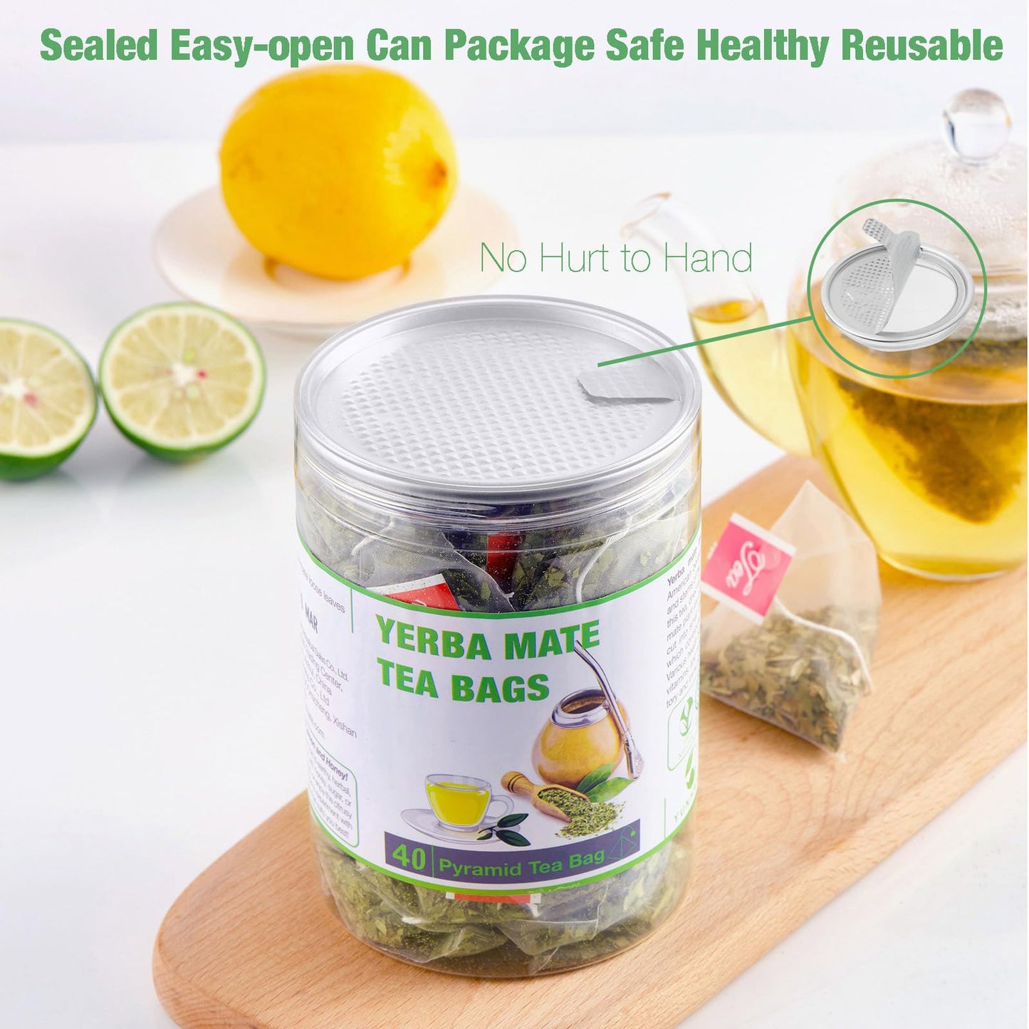 YUNHAHA Yerba Mate Tea Bags, 40 Count, 3g Each, Unsweetened, Unsmoked, Rich in Antioxidants, from Argentina