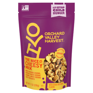 Orchard Valley Harvest Nice N Cheesy Mix, 7 Oz Resealable Bag, White Cheddar Almonds, Cashews, Chips, Walnuts, Non-Gmo, 6G Of Pr