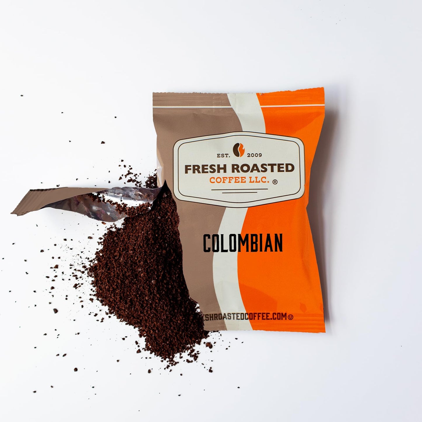 Fresh Roasted Coffee Colombian Supremo Pre-Ground 2.25 Ounce Fractional Packs, 96 Count, Kosher, Coffee Color