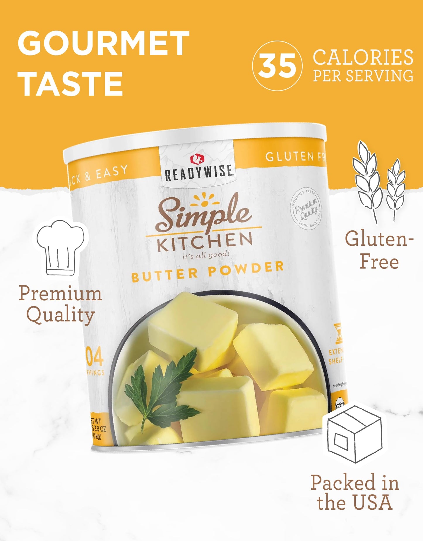 Simple Kitchen Freeze Dried Butter Powder - 204 Servings For Family Meal Prep, Gluten Free & Dehydrated Survival Just Add Water Canned Food, For Camping Meals, Backpacking & Hiking, #10 Can Package