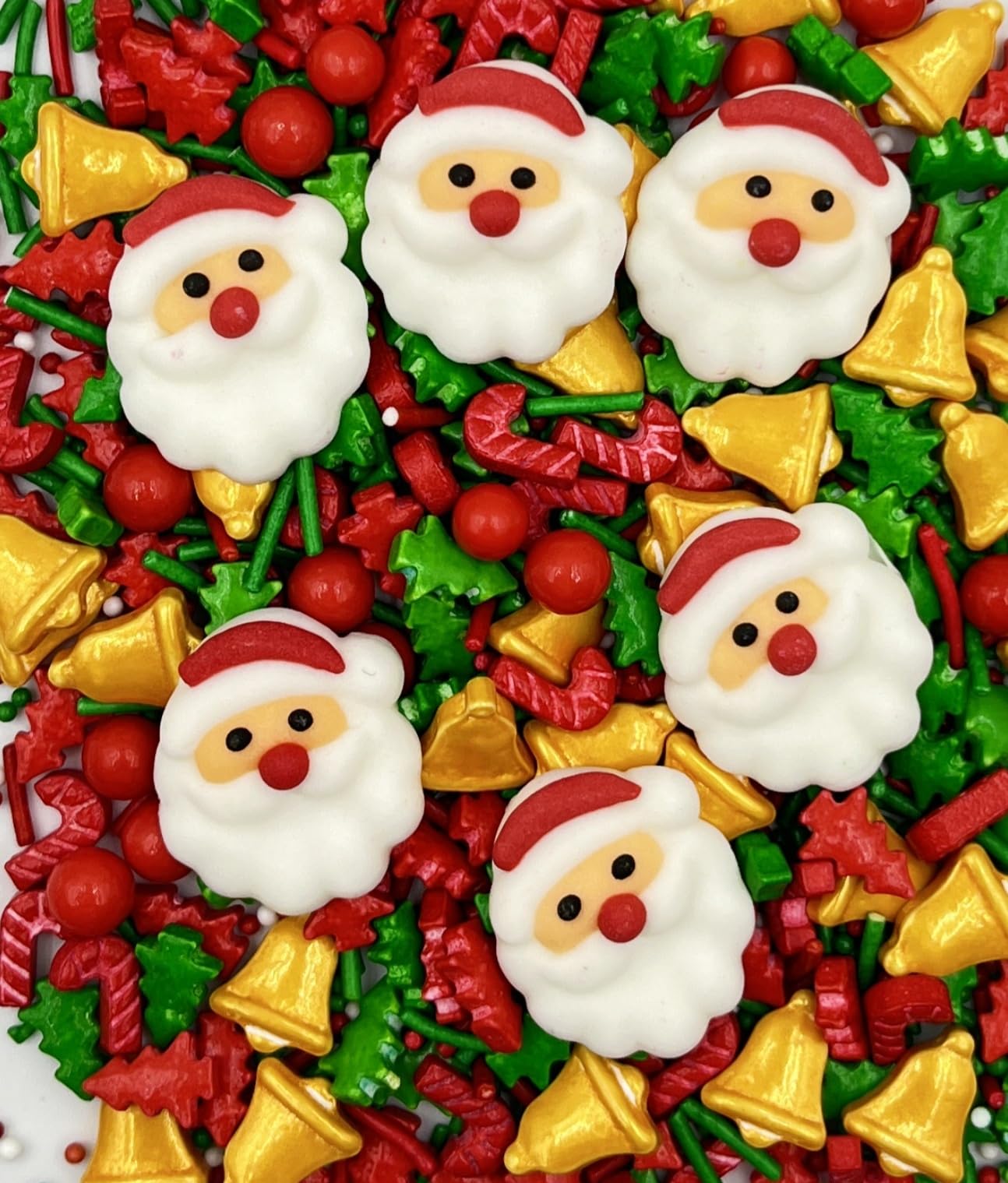 1 Bottle Christmas Sprinkles | Cake Cupcakes And Ice Cream Topper Decorations | Edible Holiday Sprinkles 3.5 Oz(6 Santa Christmas Tree Bell Mixing) For Christmas