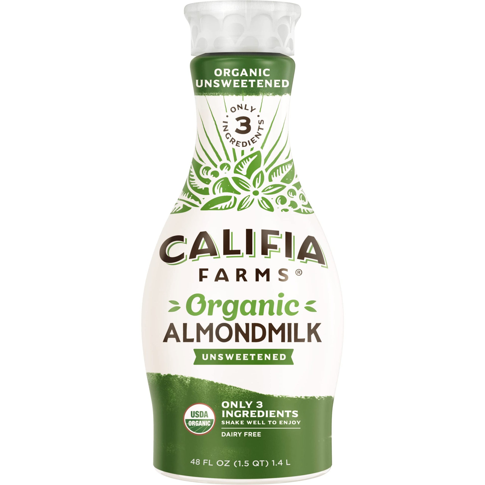 Califia Farms - Organic Unsweetened Almond Milk, 48 Oz, Dairy Free, Keto, Vegan, Plant Based, Organic Milk, Non GMO, Low Calorie