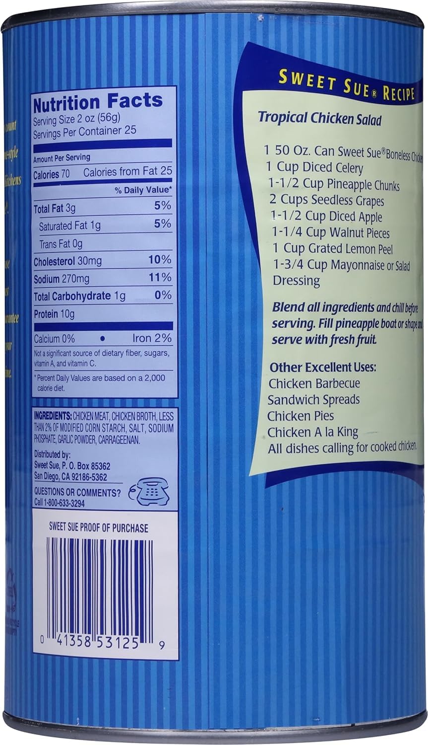 Sweet Sue Chicken Boned, 50-Ounce Packages (Pack Of 6)