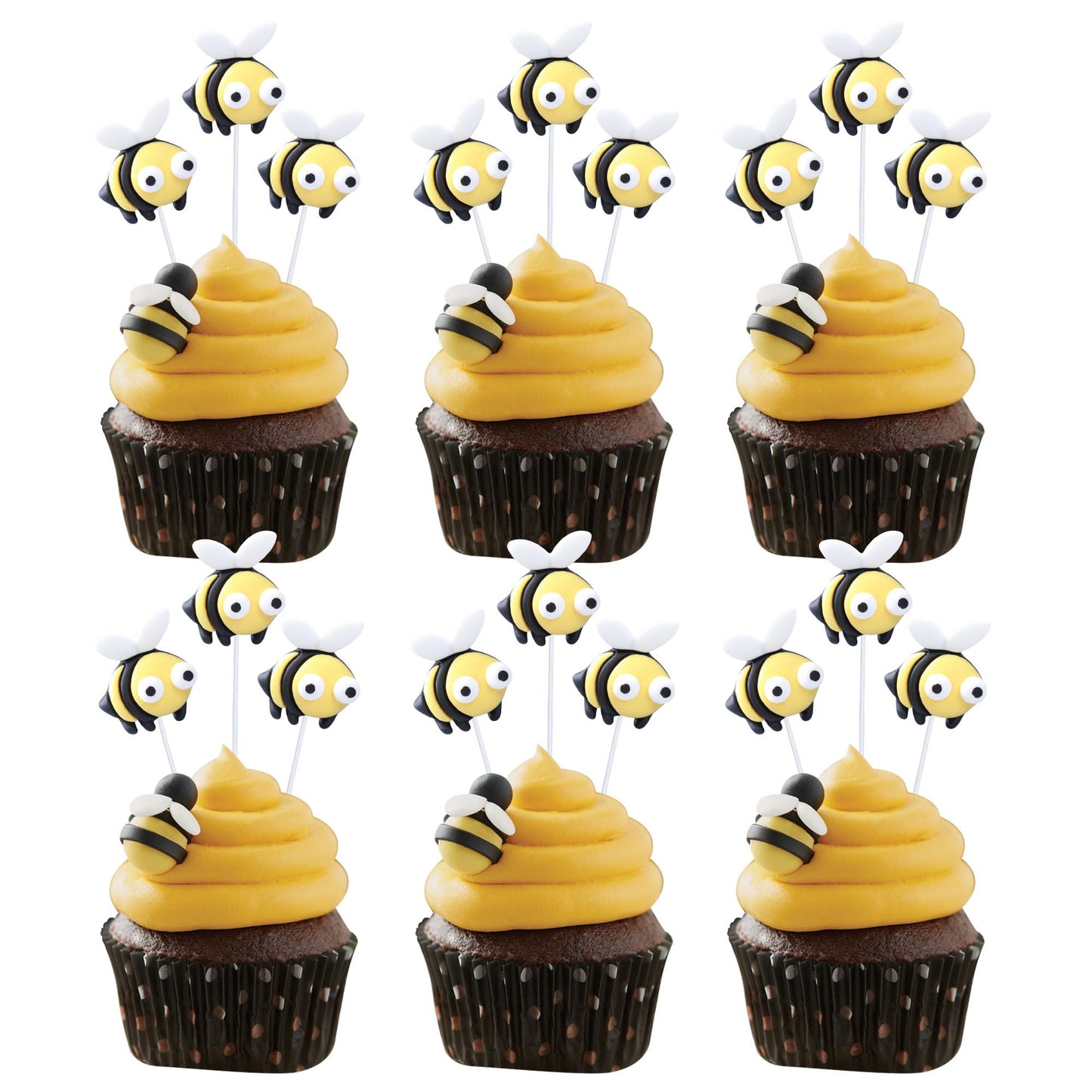 Gyufise 24Pcs Bumble Bee Cupcake Toppers Little Figurine Bee Cupcake Picks Oh Babee Cake Decorations For Bee Theme Baby Shower K