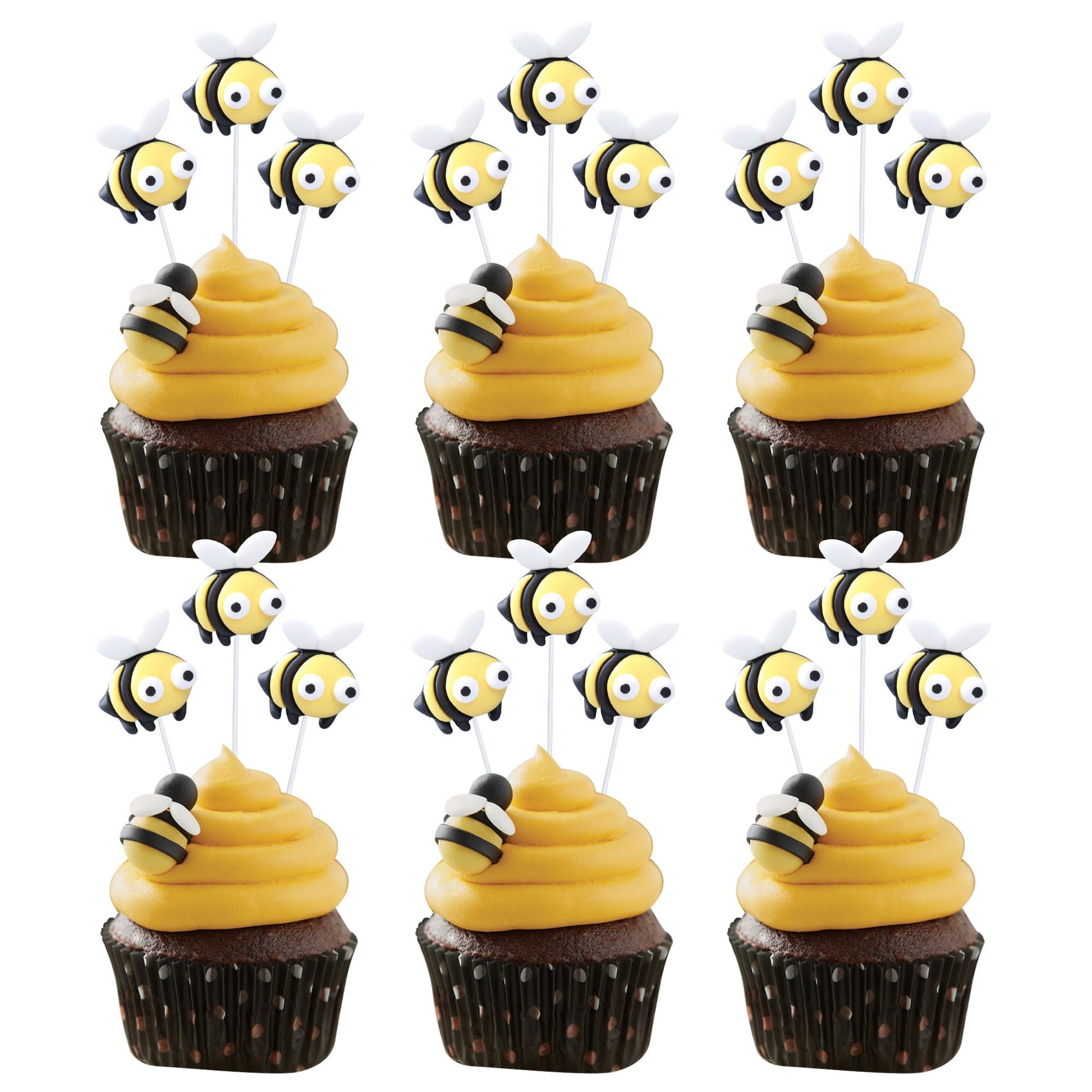 Gyufise 24Pcs Bumble Bee Cupcake Toppers Little Figurine Bee Cupcake Picks Oh Babee Cake Decorations For Bee Theme Baby Shower K