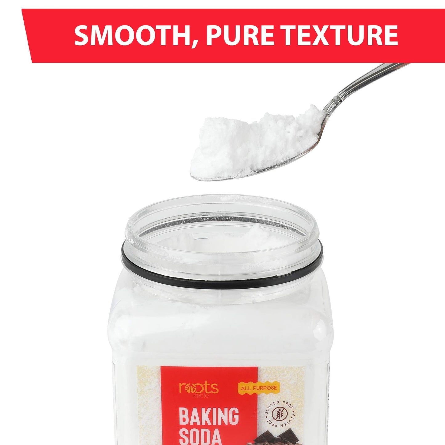 Roots Circle Baking Soda Bulk - Pure Sodium Bicarbonate, 35.2oz Airtight Container, Gluten Free, Food Grade