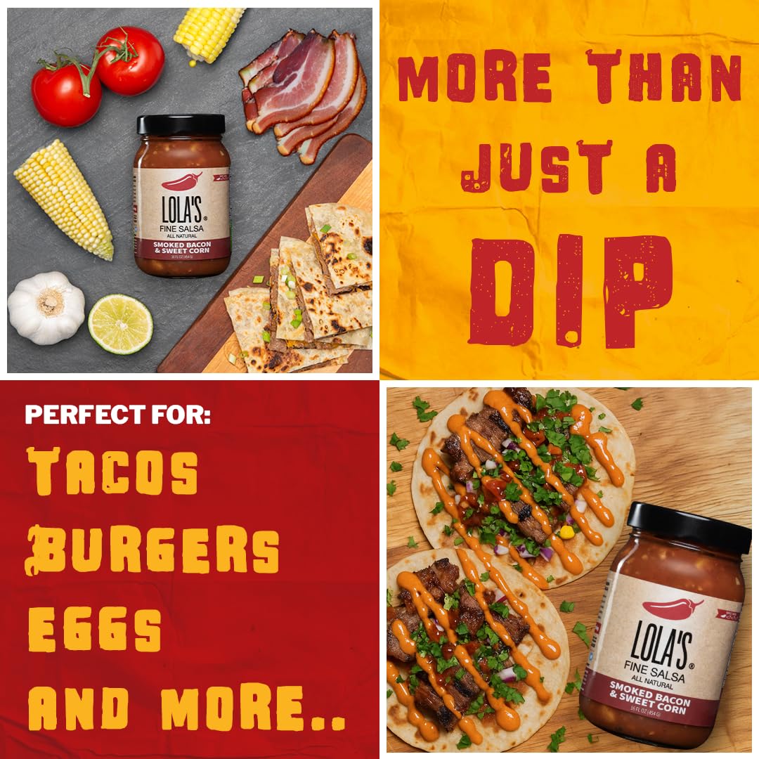 Lola’S Smoked Bacon & Sweet Corn Salsa - Savory, Smoky & Slightlysweet | Made With Iowa Bacon, Sweet Corn & Chipotle Peppers, 16Oz Jar