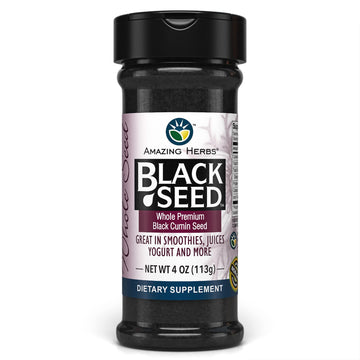 Amazing Herbs Whole Premium Black Cumin Seed - Nigella Sativa Seeds, Organic, Gluten-Free, Non-Gmo, Supports Immune System, Card
