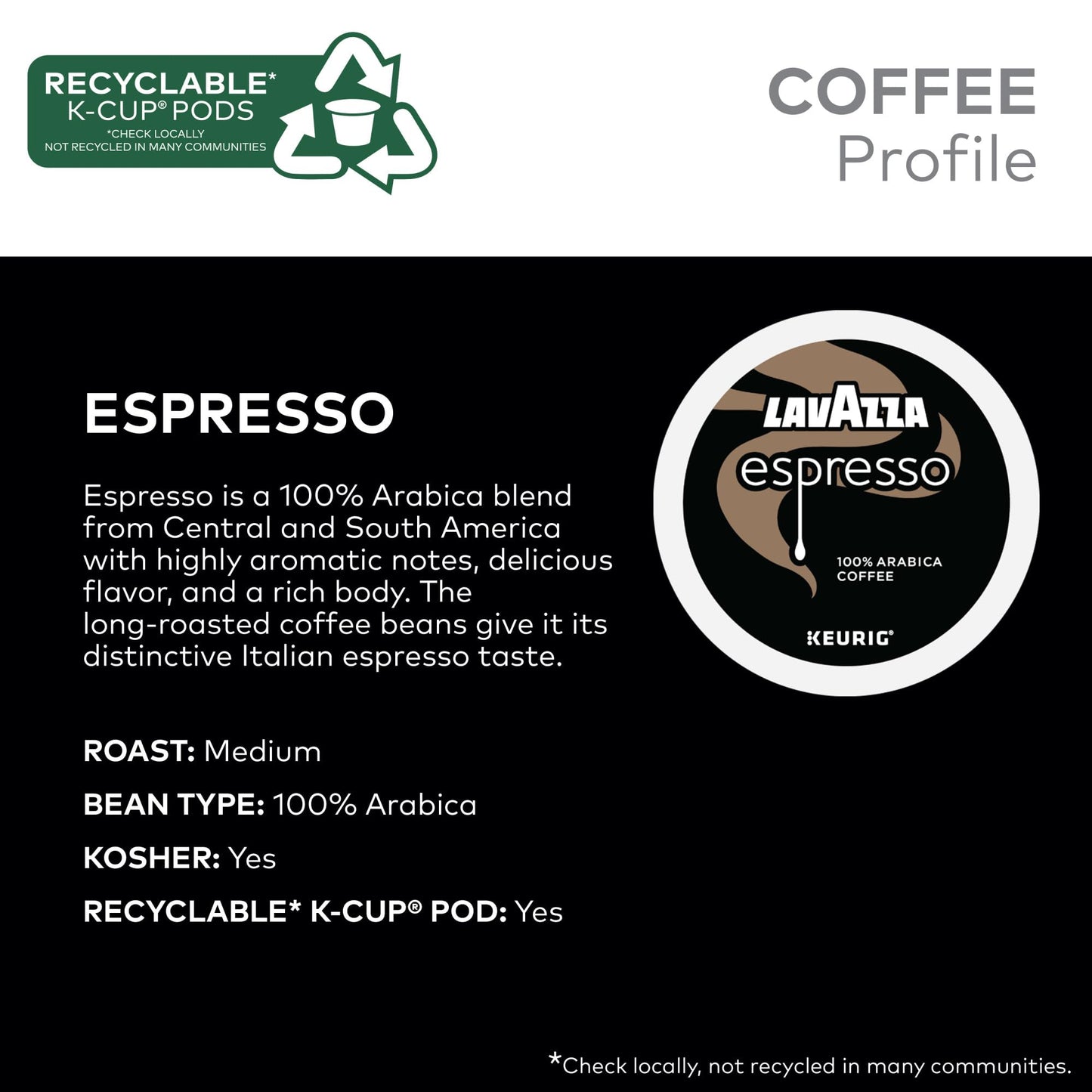 Lavazza Espresso, Single-Serve Keurig K-Cup Pods, Medium Roast Coffee, 60-Count Box (6 Packs of 10)