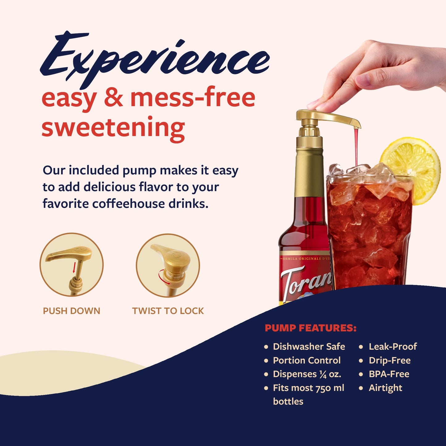 Torani Strawberry Syrup for Drinks, Flavoring for Iced Tea & Sodas, 25.4 Fl Oz, Pump Included