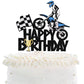 Motorcycle Happy Birthday Cake Topper - Extreme Sports Racing Birthday Party Glitter Autocycle Player Cake Topper - Sport Man Bo