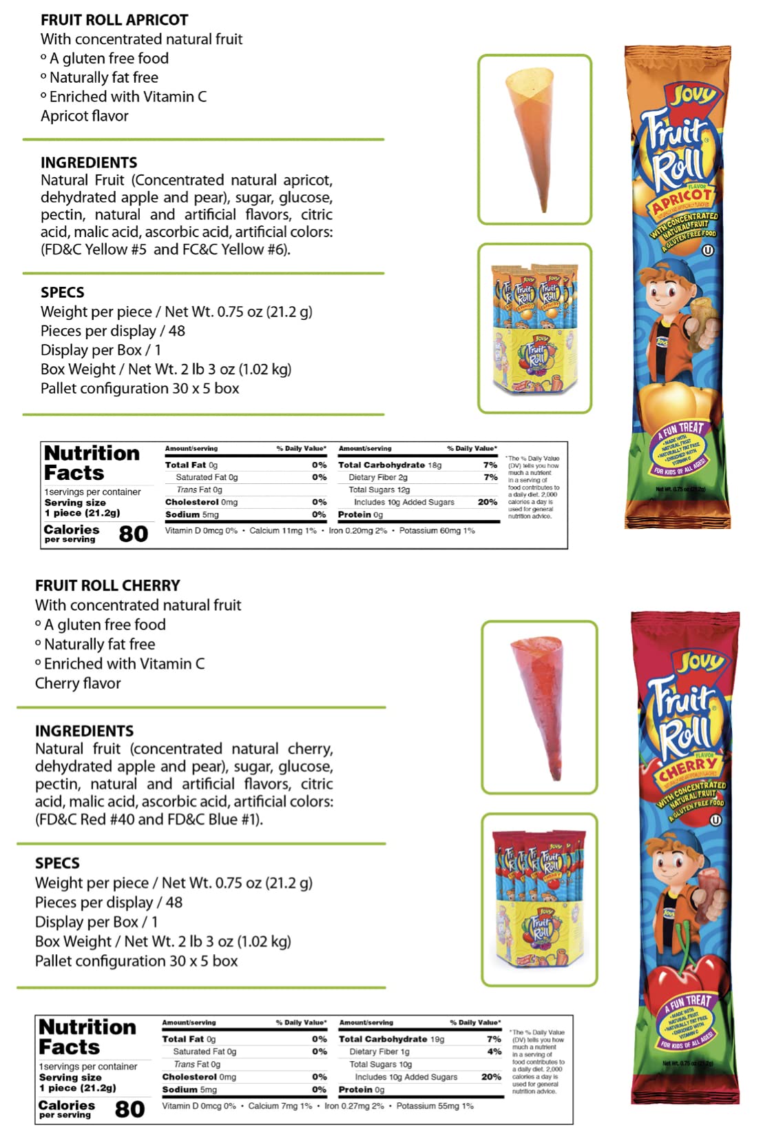 COMBO BREAKER JOVY FRUIT ROLL Variety Pack - 10 Natural Fruit Flavors, Fat Free, Gluten Free, 20 Count (0.75 oz each)