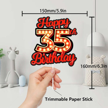Happy 35Th Birthday Cake Topper Fluorescent Flashing Night Out Hen Movie Nightclub Theme Decor Supplies Woman Man Happy Birthday
