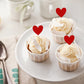 YCTHUNFISH 40 Pack Red Heart Cupcake Toppers Glitter for Valentines Day, Wedding, Birthday Party, Small Size
