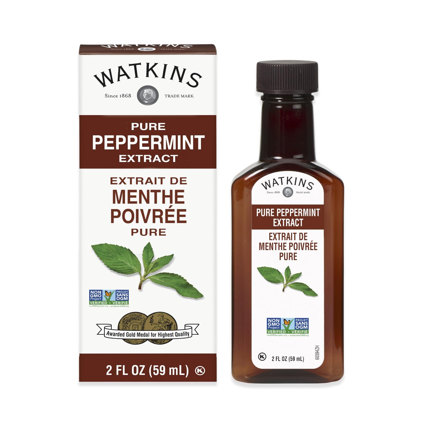 Watkins Pure Peppermint Extract, Non-Gmo, Kosher, 2 Oz. Bottle, 1-Pack
