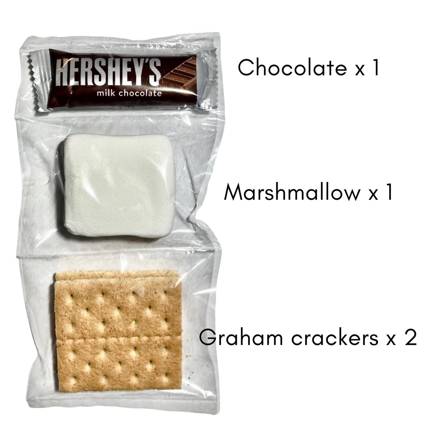 KOOKIE PLUS SMORES KIT - Individually Packaged Set with Graham  ers, Marshmallow, Chocolate - 24 Sets - Clear