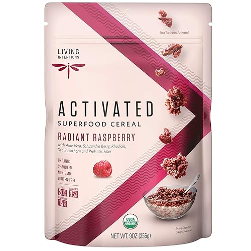 Living Intentions Organic Superfood Cereal - Radiant Raspberry – Nongmo – Gluten Free – Vegan – Paleo – Kosher – 9 Oz