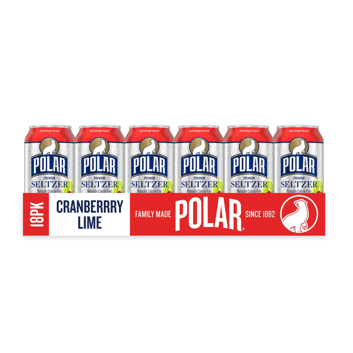 POLAR Seltzer Water Cranberry Lime, 12 Fl Oz Cans, Pack of 18, Model 10161310