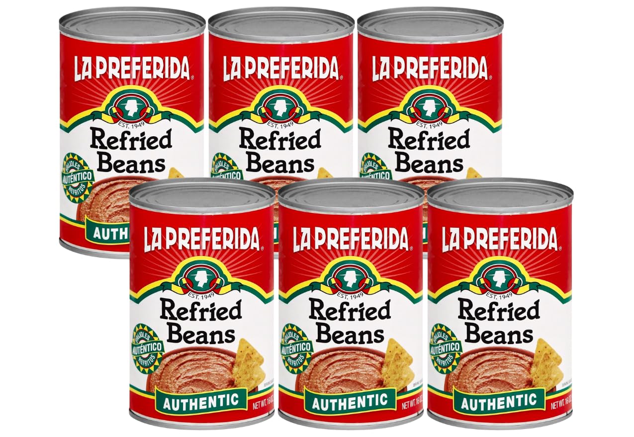 La Preferida Authentic Refried Pinto Beans - Homemade taste of traditional creamy frijoles refritos. 4 simple ingredient, 16 oz 