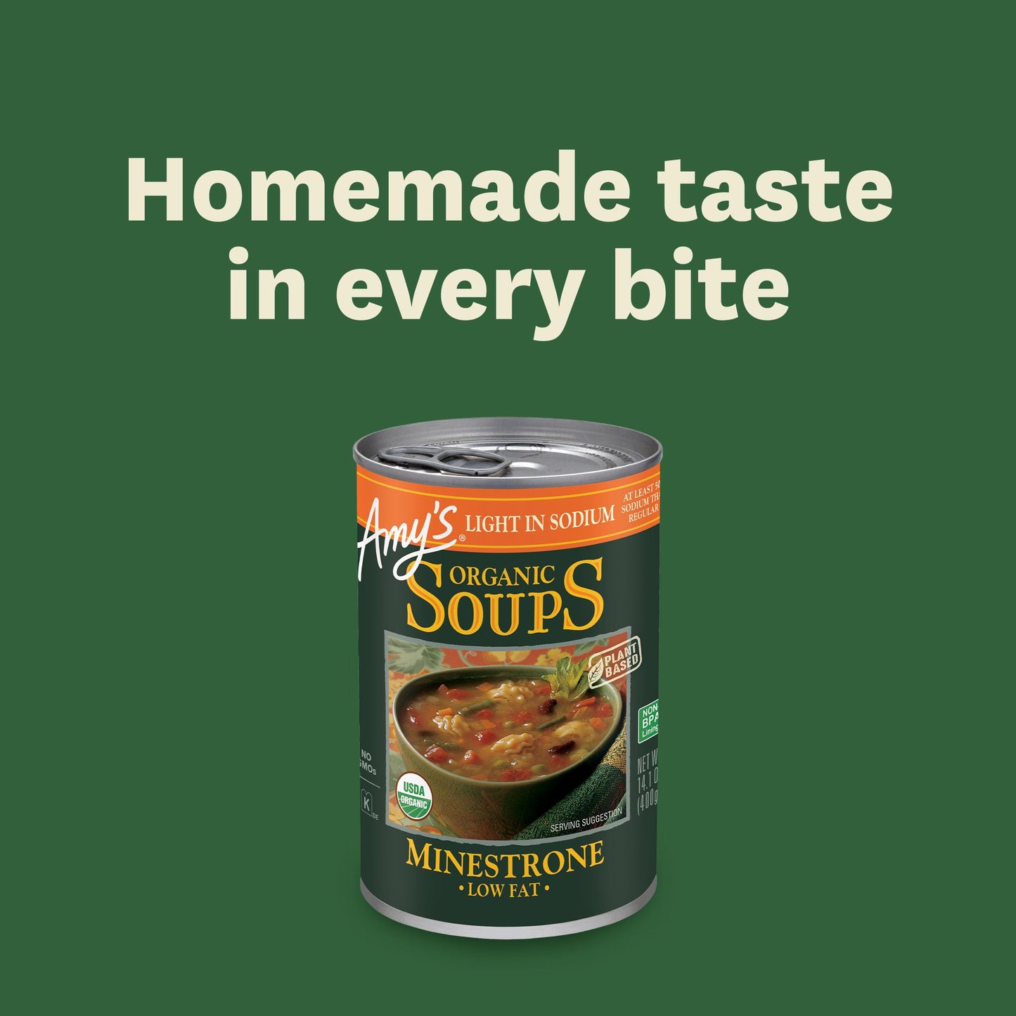 Amys Vegan Minestrone Soup, Light in Sodium, 14.1 Oz (Pack of 12)