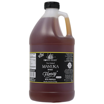 Honey Feast Manuka Honey Blend with Propolis, 6lb Jar, MGO182, Raw, New Zealand, Bulk Honey