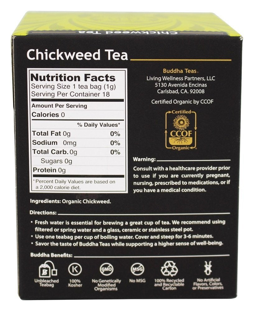Buddha Teas Organic Chick  Tea - USDA Organic, OU Kosher - 18 Bleach-Free Tea Bags - 18 Count