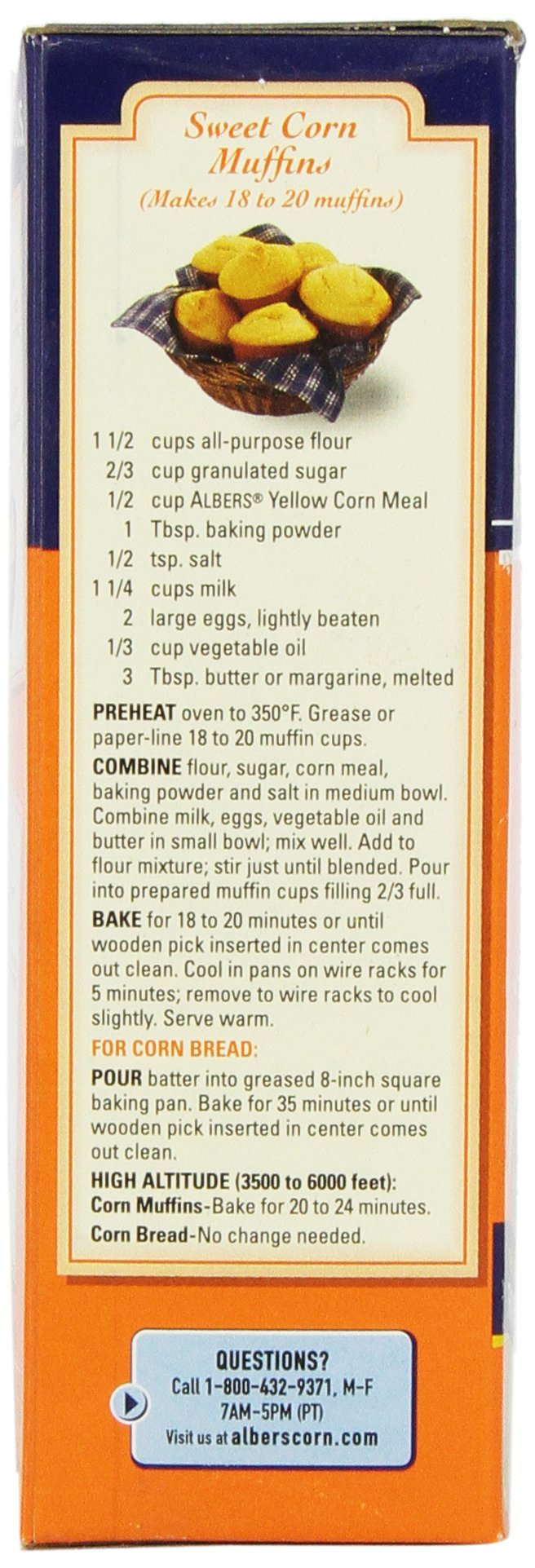 Albers Yellow Corn Meal, 20 oz - 1.25 lb Pack, Perfect for Baking and Cooking, Gluten-Free Cornmeal, High-Quality Grain