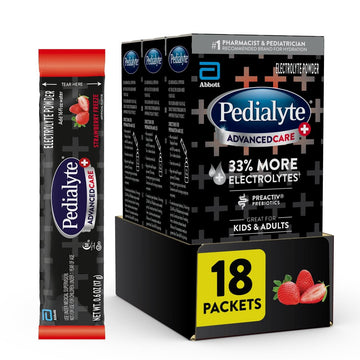 Pedialyte Advancedcare Plus Electrolyte Powder, With 33% More Electrolytes And Preactiv Prebiotics, Strawberry Freeze, Electroly
