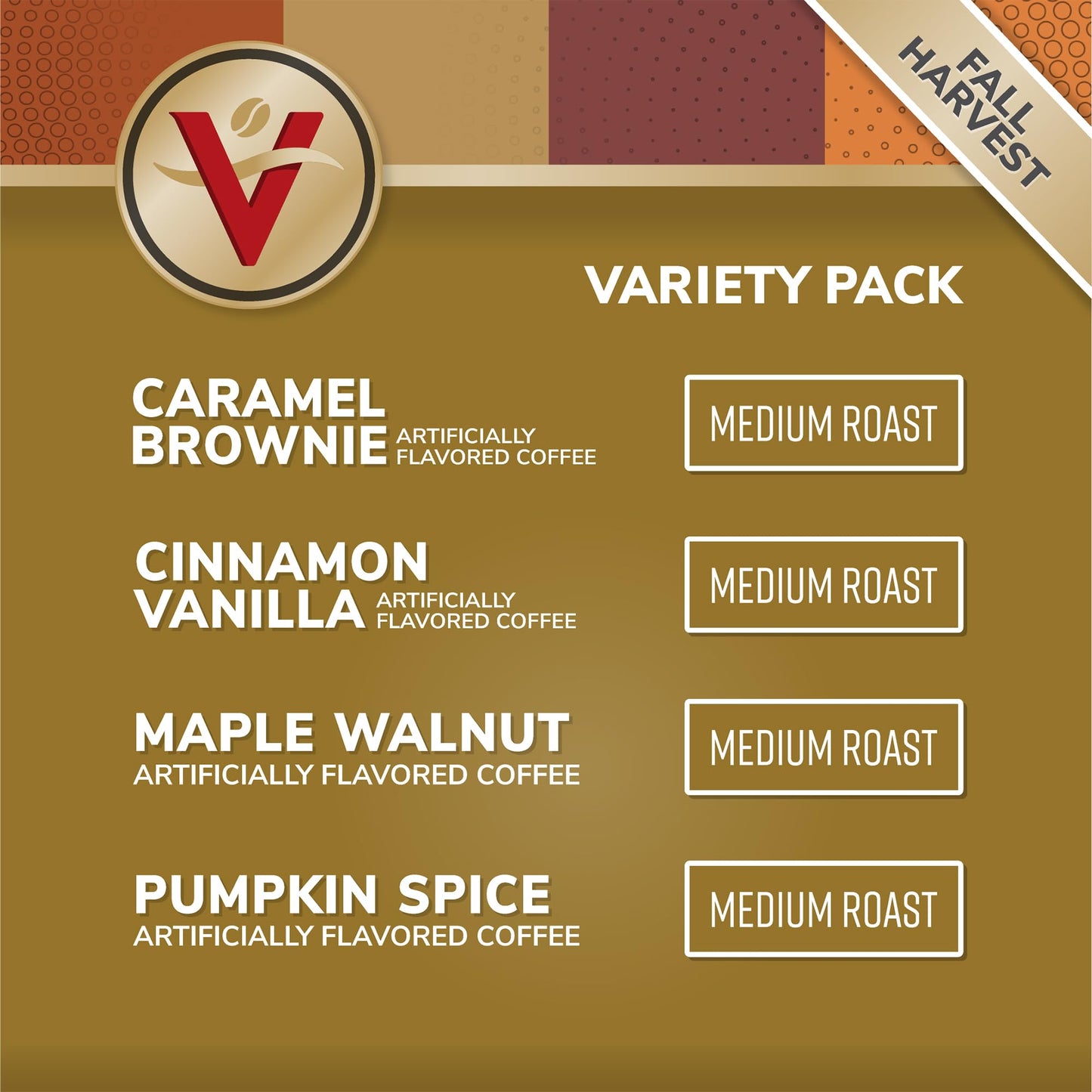 Victor Allens Coffee Fall Harvest Variety Pack, Medium Roast, 96 Count Single Serve Pods for Keurig, Brown