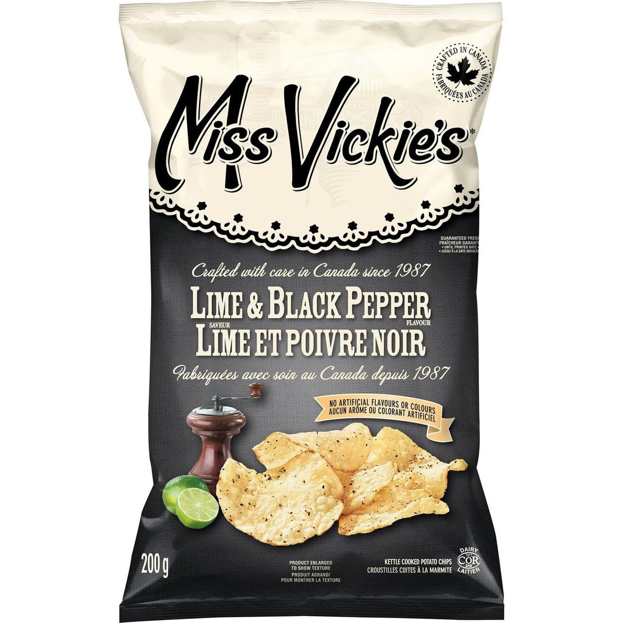 Miss Vickie'S Kettle Cooked Lime & Black Pepper Chips 200G/7.1 Oz {Imported From Canada}