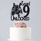 Cos Mos Video Game Level 9 Unlocked Birthday Cake Topper Black Glitter Boys 9Th Birthday Cake Decorations Level Up Winner Party