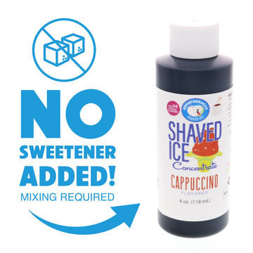 Hypothermias Shaved Ice And Snow Cone Syrup Unsweetened Flavor Concentrate - 4 Fl Oz - Makes 1 Gallon Of Ready To Use Syrup - Ca