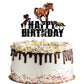 Bijeoda Horse Cake Topper - Glitter Western Cowboy Cowgirl Theme Party Decoration - Black - Model horse-c3-00